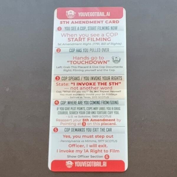 Fifth Amendment auto plaque for your vehicle